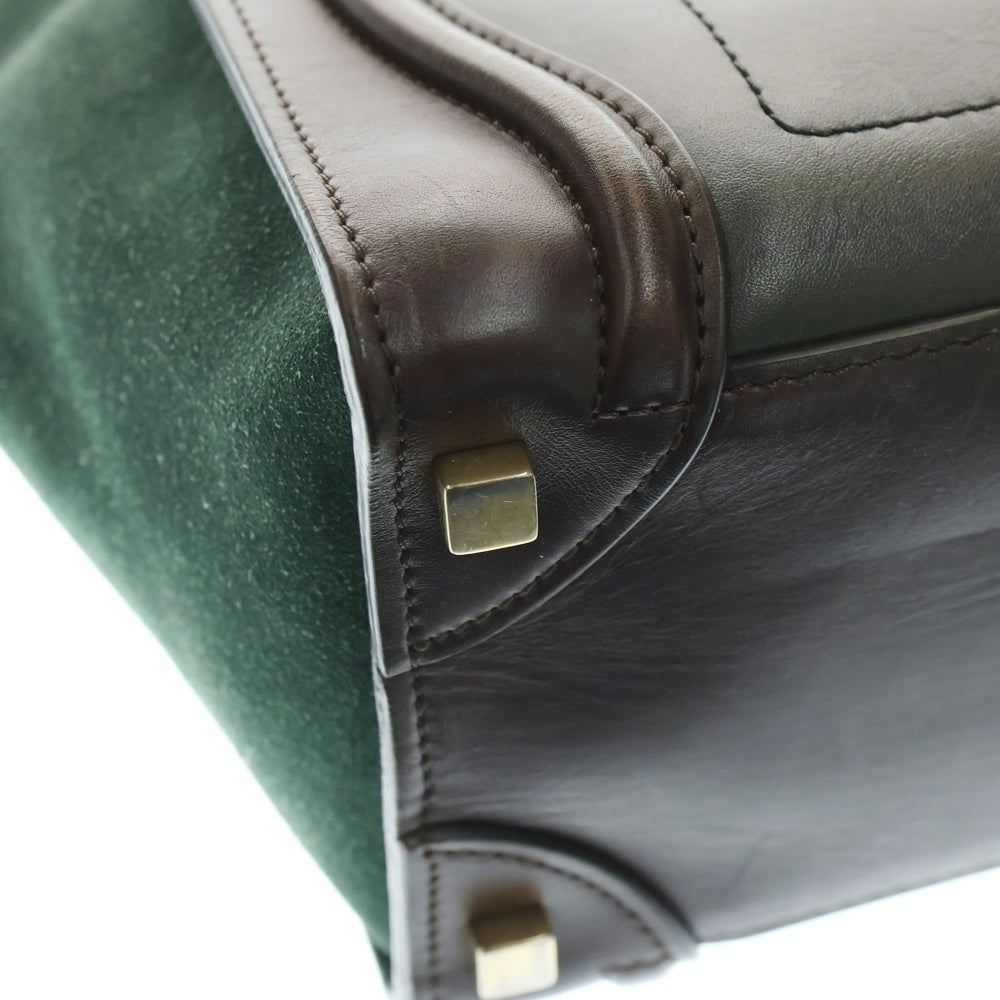 CELINE(セリーヌ) ラゲージ マイクロショッパー レザー ハンドバッグ トートバッグ ブラウン/カーキ レディース