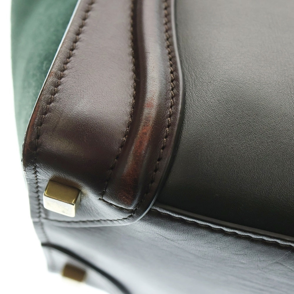 CELINE(セリーヌ) ラゲージ マイクロショッパー レザー ハンドバッグ トートバッグ ブラウン/カーキ レディース