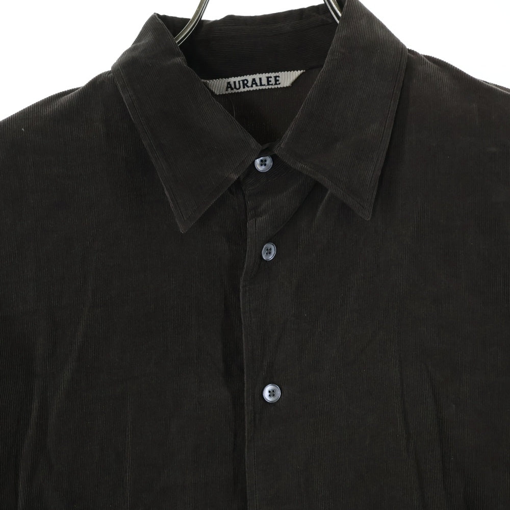 AURALEE(オーラリー) 22AW FINX LIGHT CORDUROY SHIRTS A22AS02FC レギュラーカラー コーデュロイ 長袖シャツ ブラウン