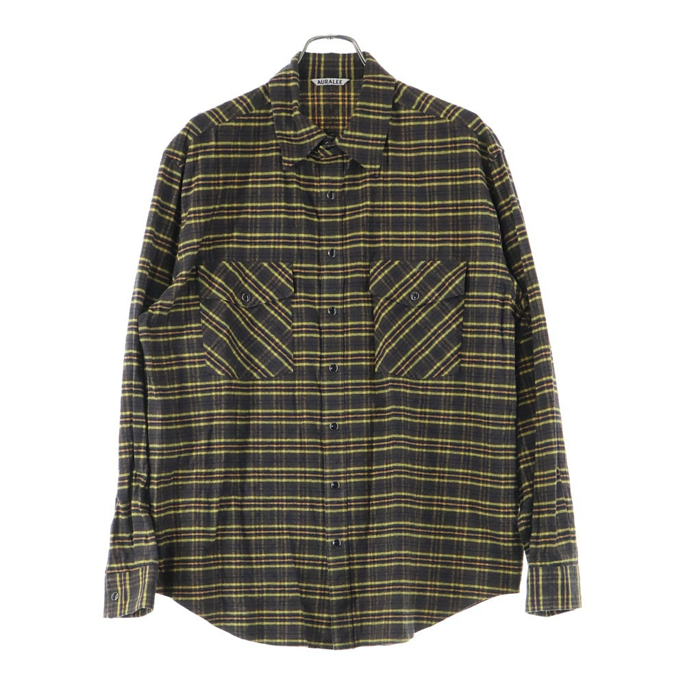 AURALEE(オーラリー) 21AW SILK COTTON BRUSHED FLANNEL SHIRTS A21AS01CN チェック 長袖シャツ ブラウン