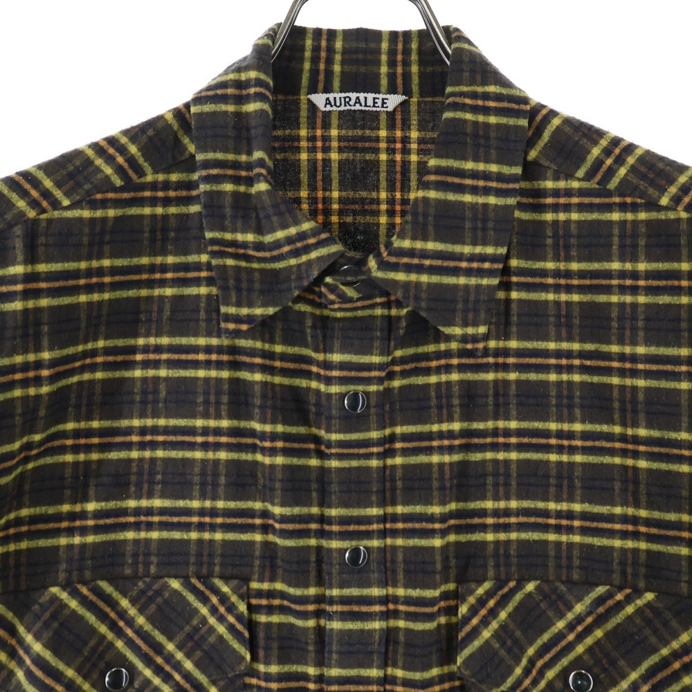 AURALEE(オーラリー) 21AW SILK COTTON BRUSHED FLANNEL SHIRTS A21AS01CN チェック 長袖シャツ ブラウン