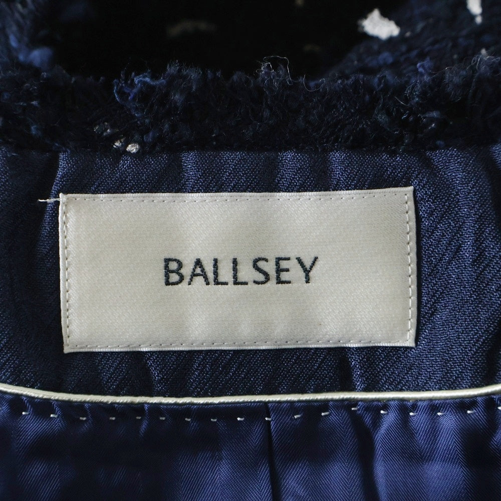 TOMORROWLAND(トゥモローランド) BALLSEY ツイード ノーカラー ジャケット ネイビー レディース 11-07-24-07751