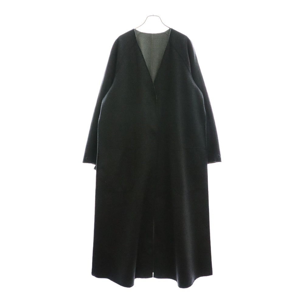 FENDI(フェンディ) ノーカラーロングスリットコートジャケット グレー レディース