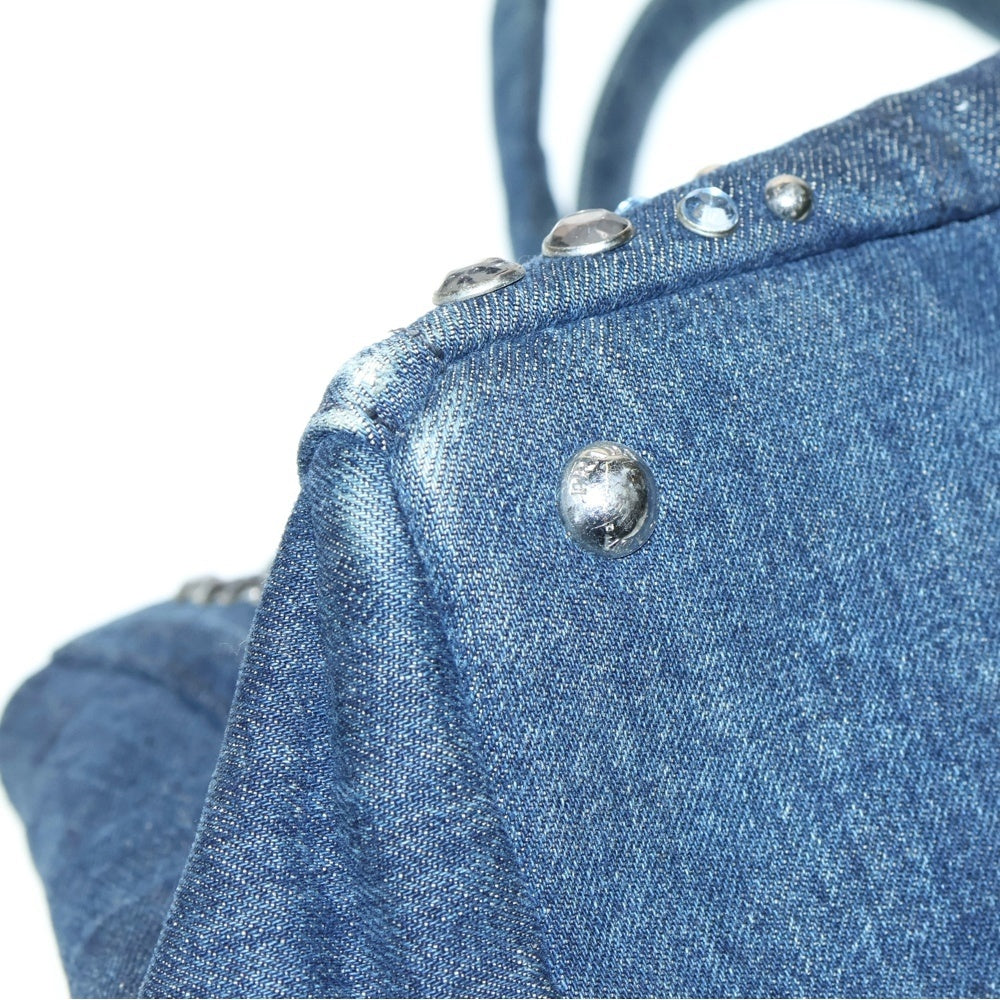 PRADA(プラダ) カナパ ビジュー キャンバス トートバッグ インディゴ レディース B18720