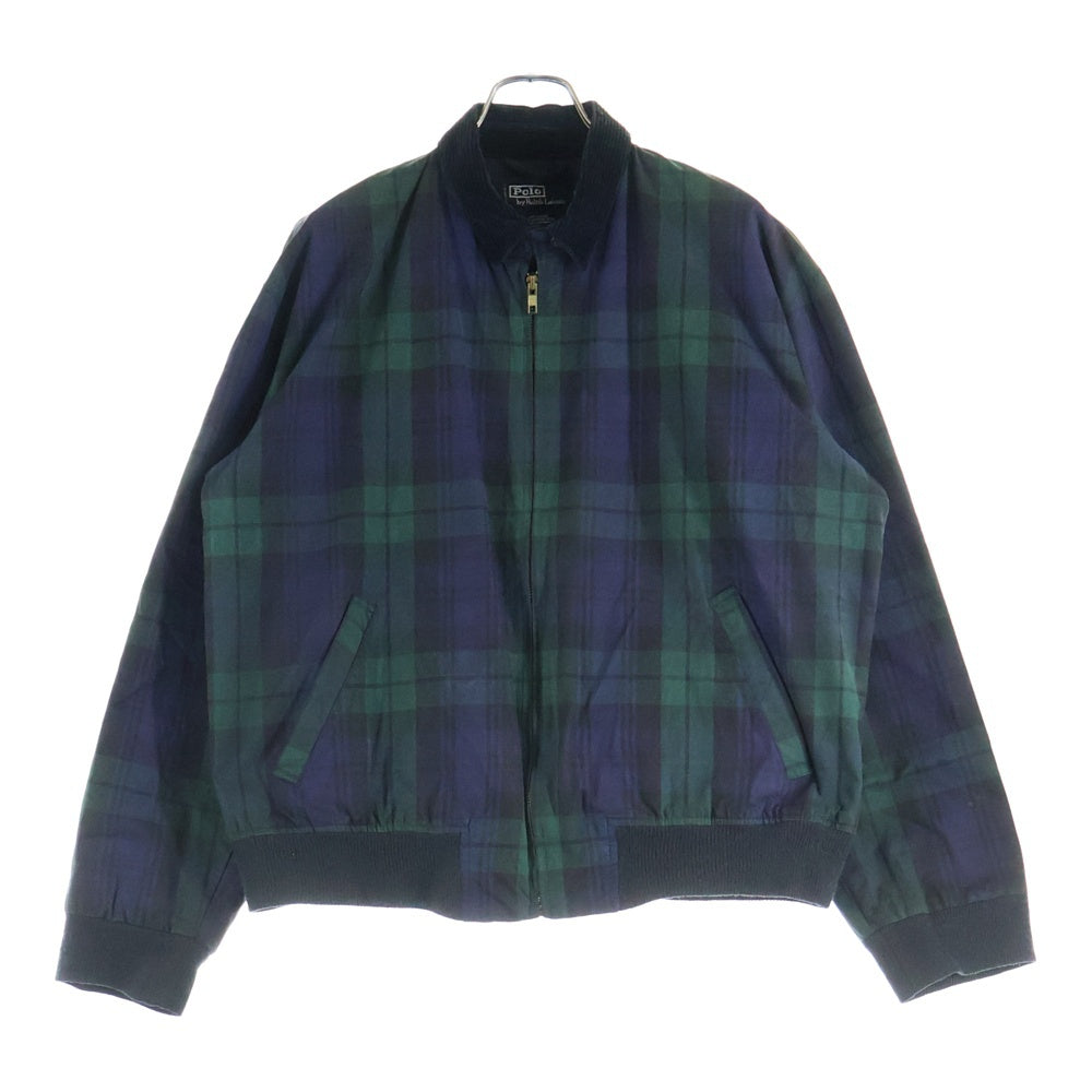 POLO RALPH LAUREN(ポロラルフローレン) 90s Oiled Jacket チェック ジップアップ オイルドジャケット ネイビー/カーキ
