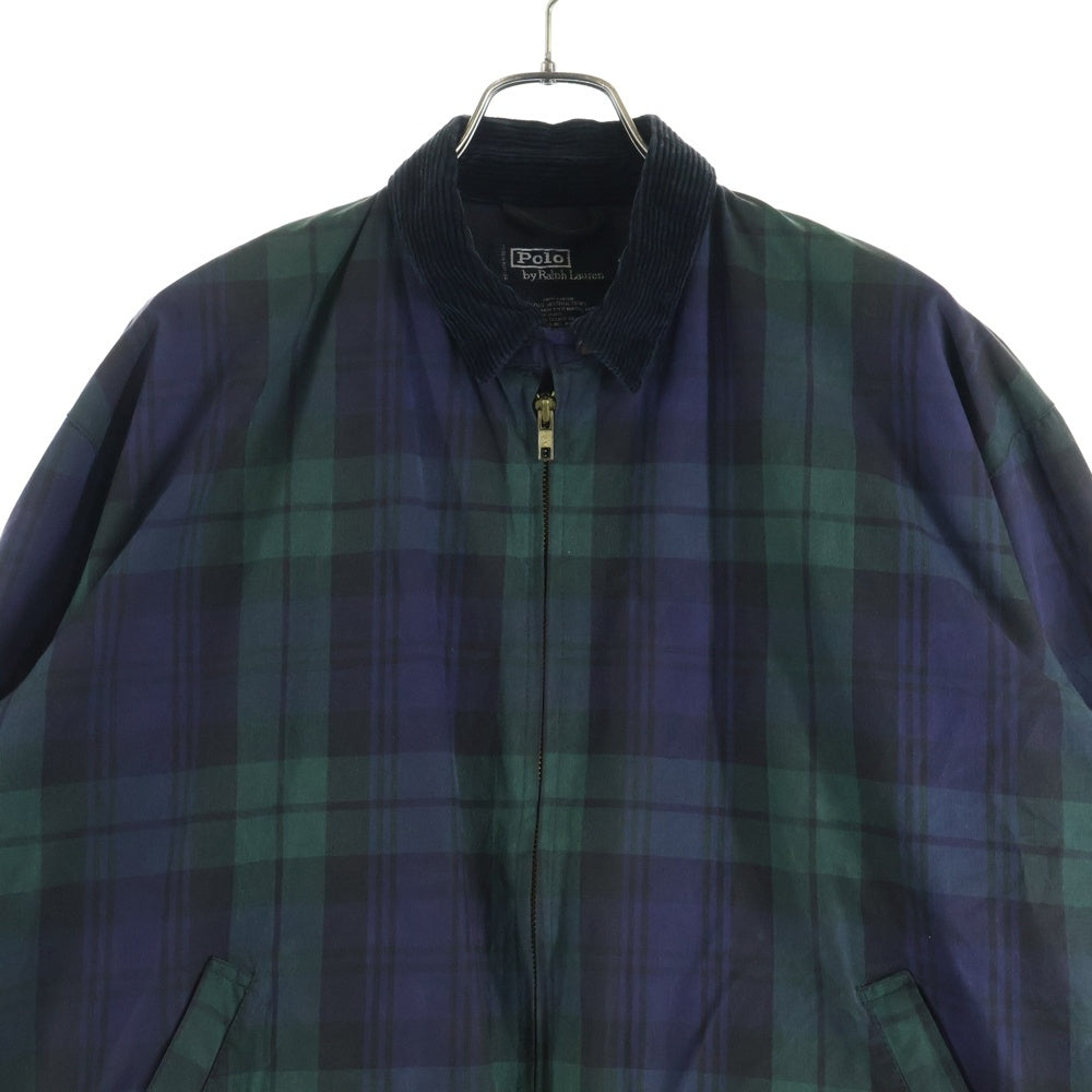 POLO RALPH LAUREN(ポロラルフローレン) 90s Oiled Jacket チェック ジップアップ オイルドジャケット ネイビー/カーキ
