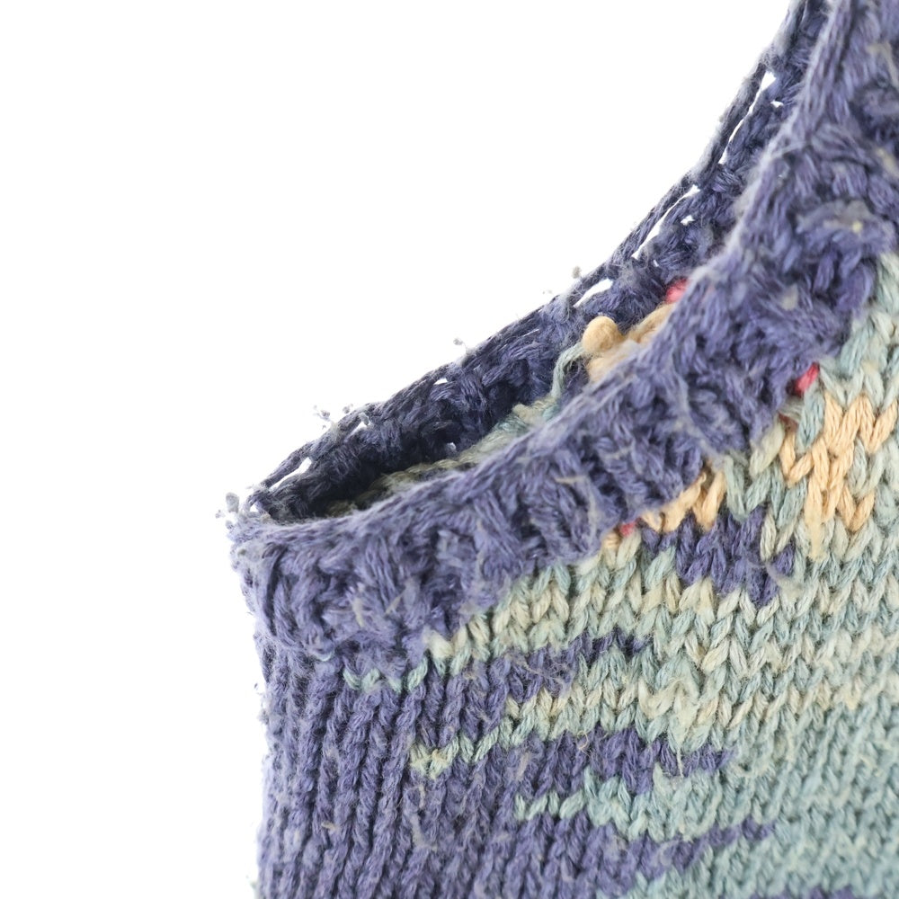 RALPH LAUREN(ラルフローレン) 90s ネイティブ柄 コンチョ リネンニットカーディガン マルチ