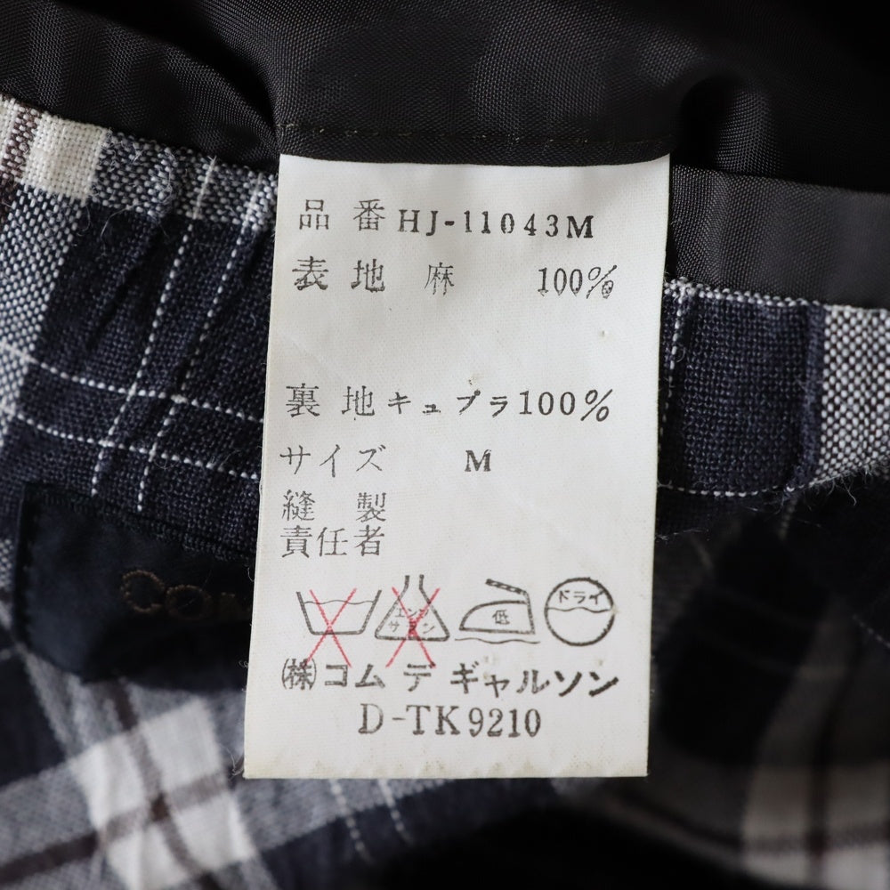 COMME des GARCONS HOMME(コムデギャルソンオム) 90s チェック ヘンプ 3B テーラードジャケット マルチ HJ-11043M