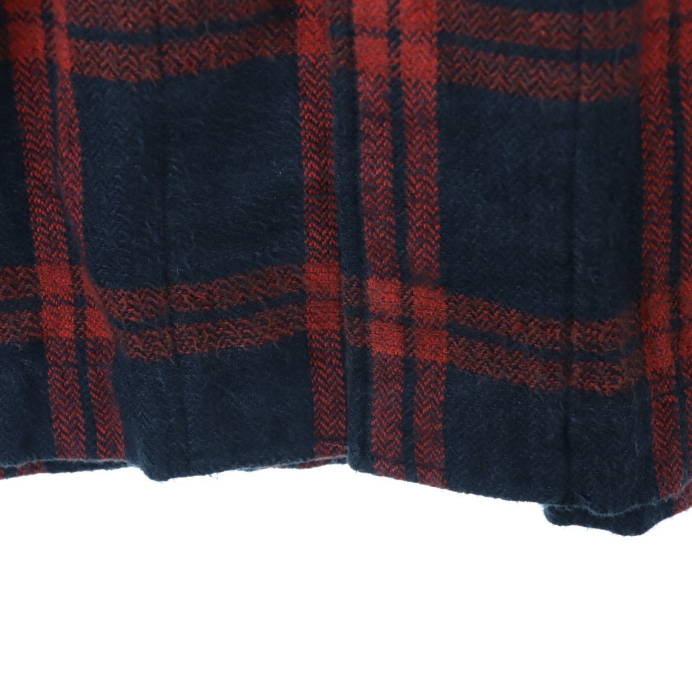 White Mountaineering(ホワイトマウンテニアリング) 17AW HERRINGBONE CHECK LONG COAT WM1773209 コットン チェック ヘリンボーン ロングコート ブラック/レッド