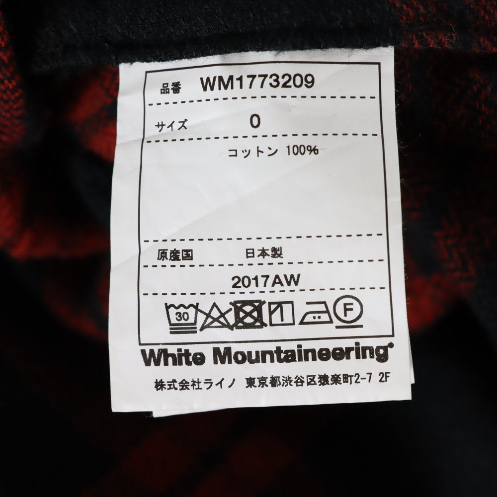 White Mountaineering(ホワイトマウンテニアリング) 17AW HERRINGBONE CHECK LONG COAT WM1773209 コットン チェック ヘリンボーン ロングコート ブラック/レッド