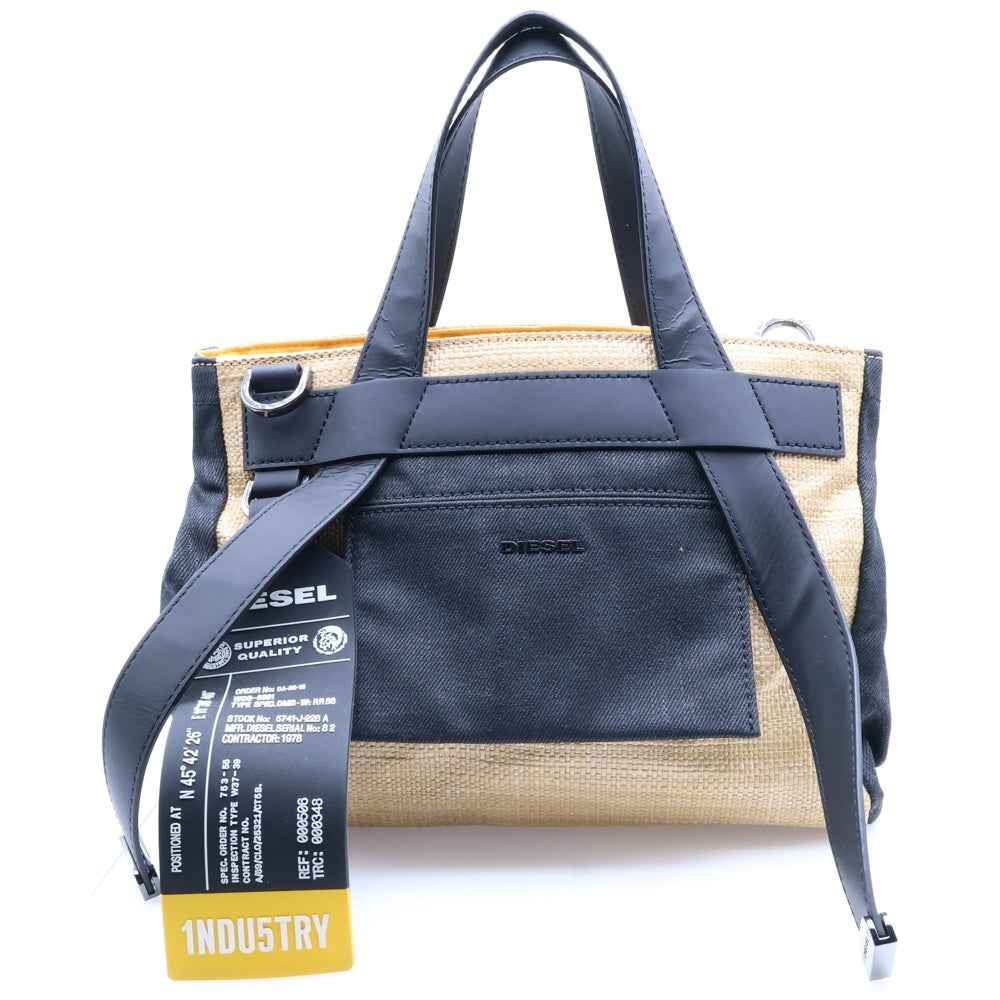 DIESEL(ディーゼル) フロントロゴ 2Way ハンドバック ショルダーバッグ ブラック/ベージュ