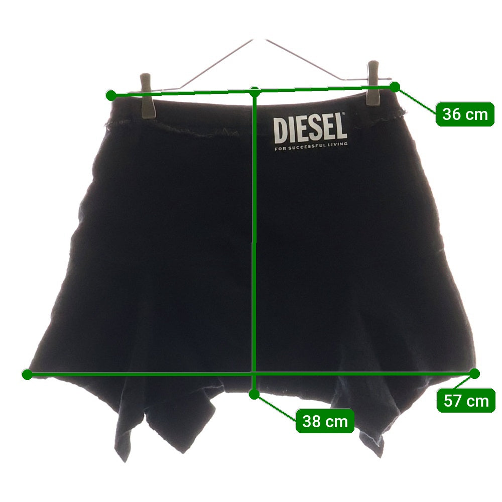 DIESEL(ディーゼル) 変形 ウール ミニスカート ブラック レディース