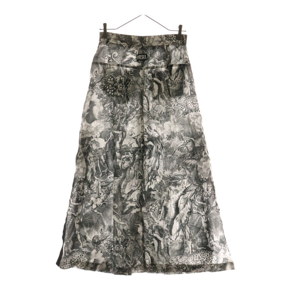 DIESEL(ディーゼル) 総柄 スリット入り ロングスカート グレー レディース