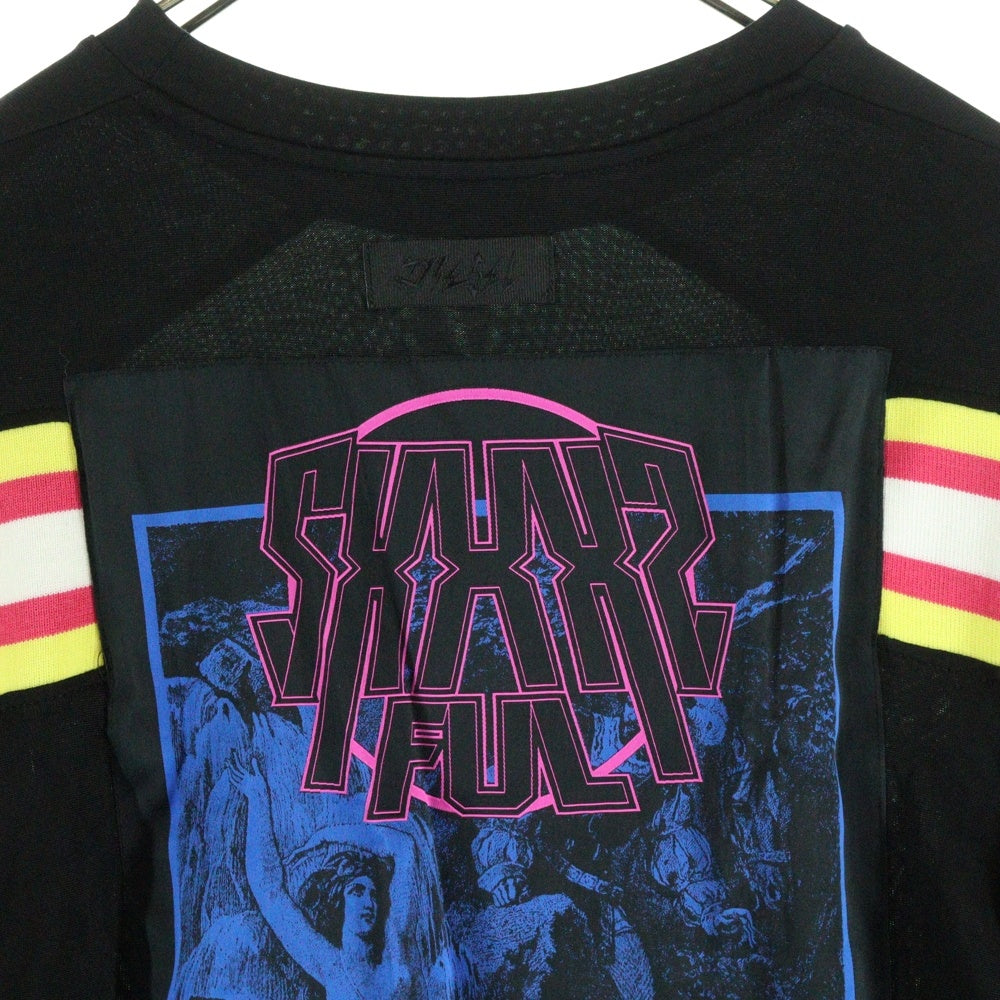 DIESEL(ディーゼル) 刺繍プリント シアー クルーネック 長袖カットソー ブラック レディース