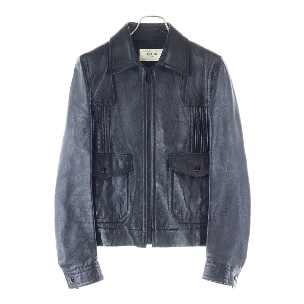 CELINE(セリーヌ) エディ期 ラムスキン ルーズブルゾン レザージャケット ブラック 2E525968H