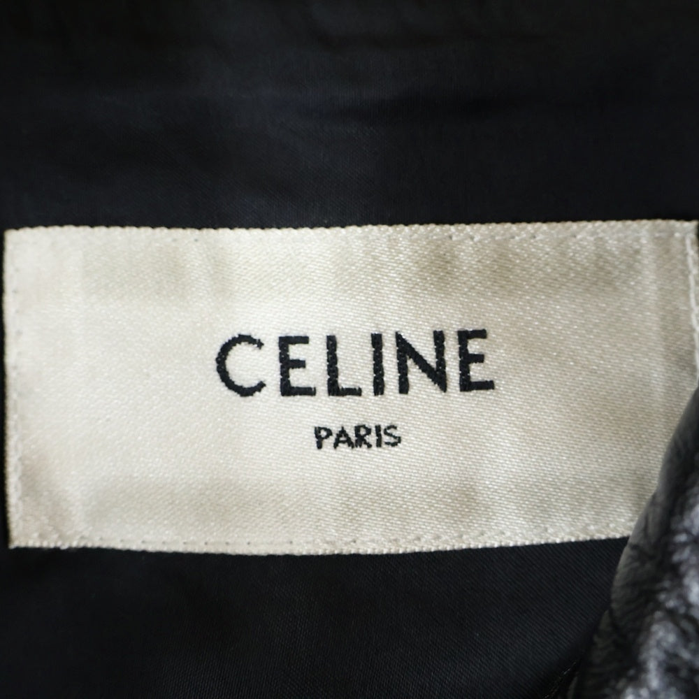 CELINE(セリーヌ) エディ期 ラムスキン ルーズブルゾン レザージャケット ブラック 2E525968H