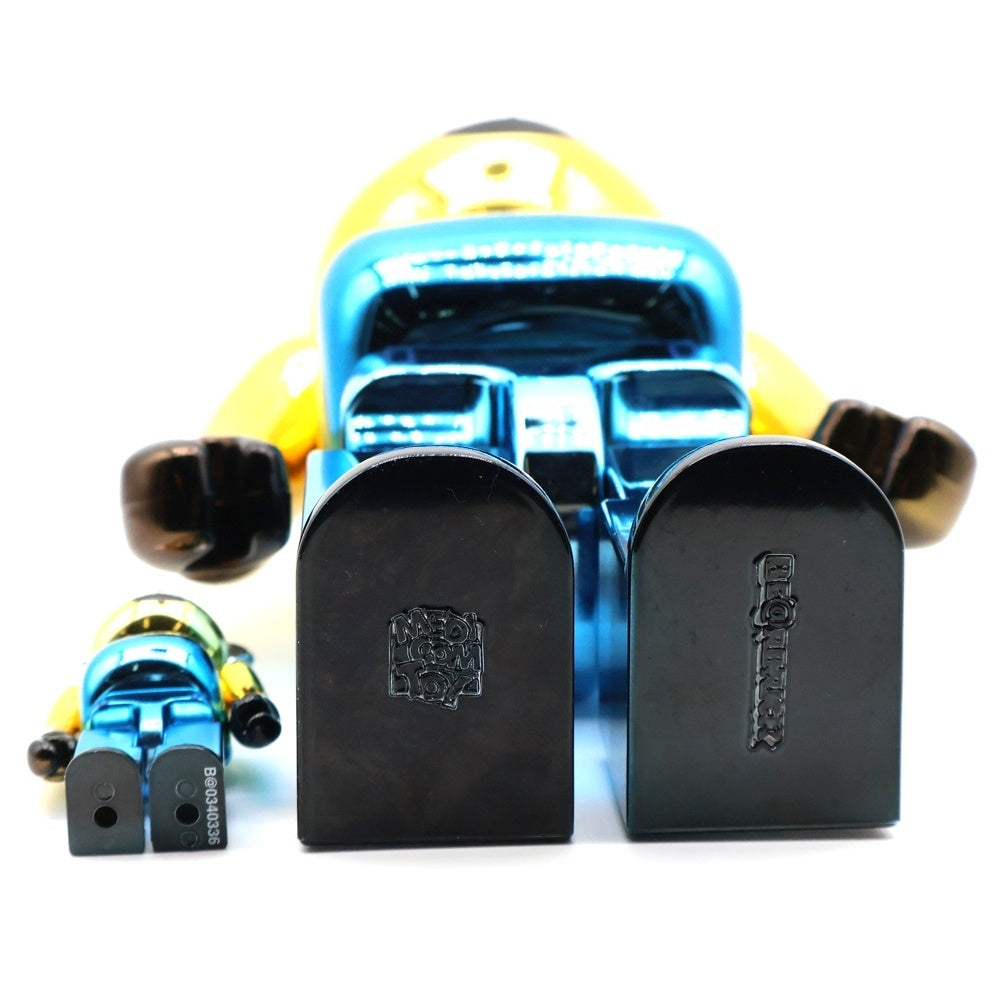 MEDICOM TOY(メディコムトイ) BE@RBRICK DAVE Chrome Ver. 100% & 400% ベアブリック デイブ 人形 フィギュア イエロー/ブルー