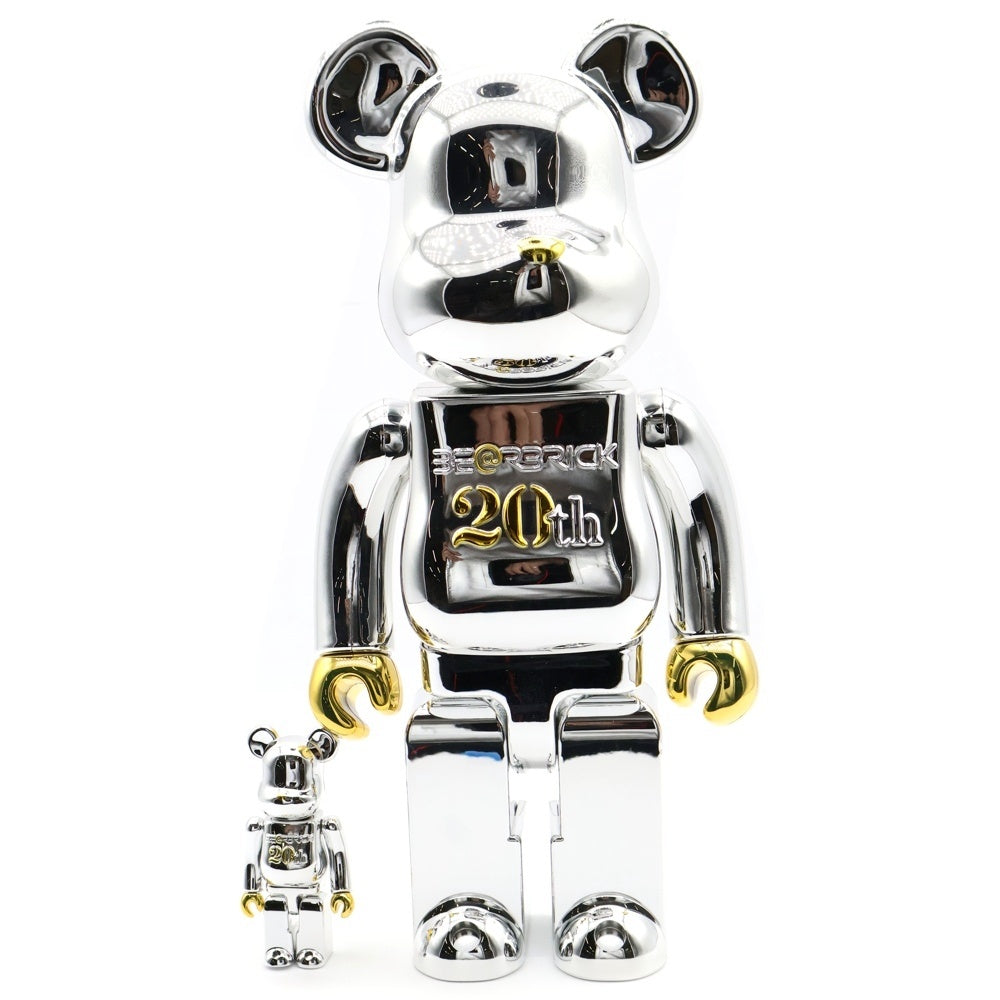 MEDICOM TOY(メディコムトイ) BE@RBRICK 25th Anniversary Model 400%&100% ベアブリック 25周年 人形 フィギュア シルバー