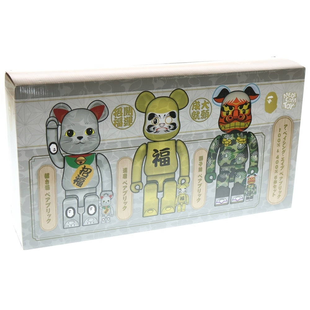 MEDICOM TOY(メディコムトイ) × BAPE(R) BE@RBRICK 招き猫 達磨 獅子舞 400%&100% ベアブリック ベイプ アベイシングエイプ 6体セット 人形 フィギュア マルチ