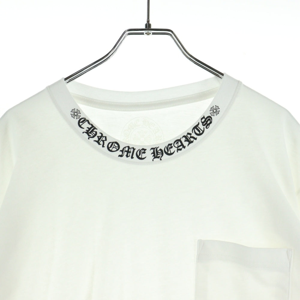 CHROME HEARTS(クロムハーツ) NECK LOGO L/S TEE ネックロゴ プリント長袖Tシャツ カットソー ホワイト
