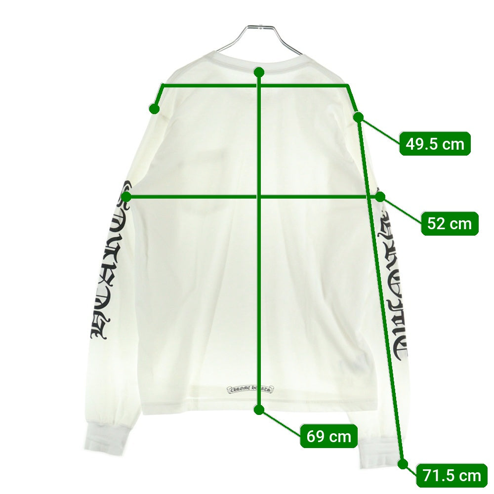CHROME HEARTS(クロムハーツ) NECK LOGO L/S TEE ネックロゴ プリント長袖Tシャツ カットソー ホワイト
