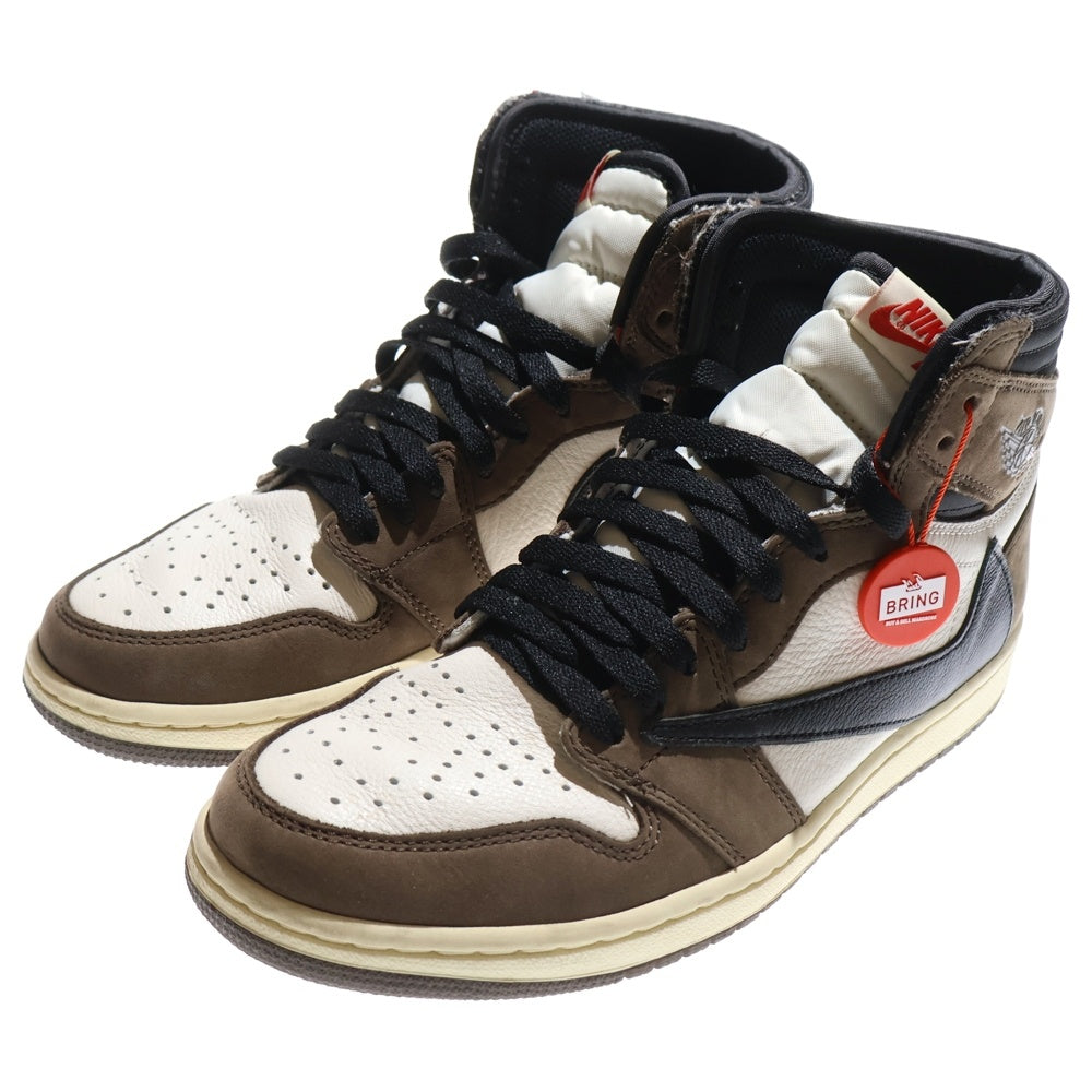 NIKE(ナイキ) ×TRAVIS SCOTT AIR JORDAN 1 HIGH OG TS SP トラヴィススコット エアジョーダン1 ハイカットスニーカー ブラウン US8.5/26.5cm CD4487‐100