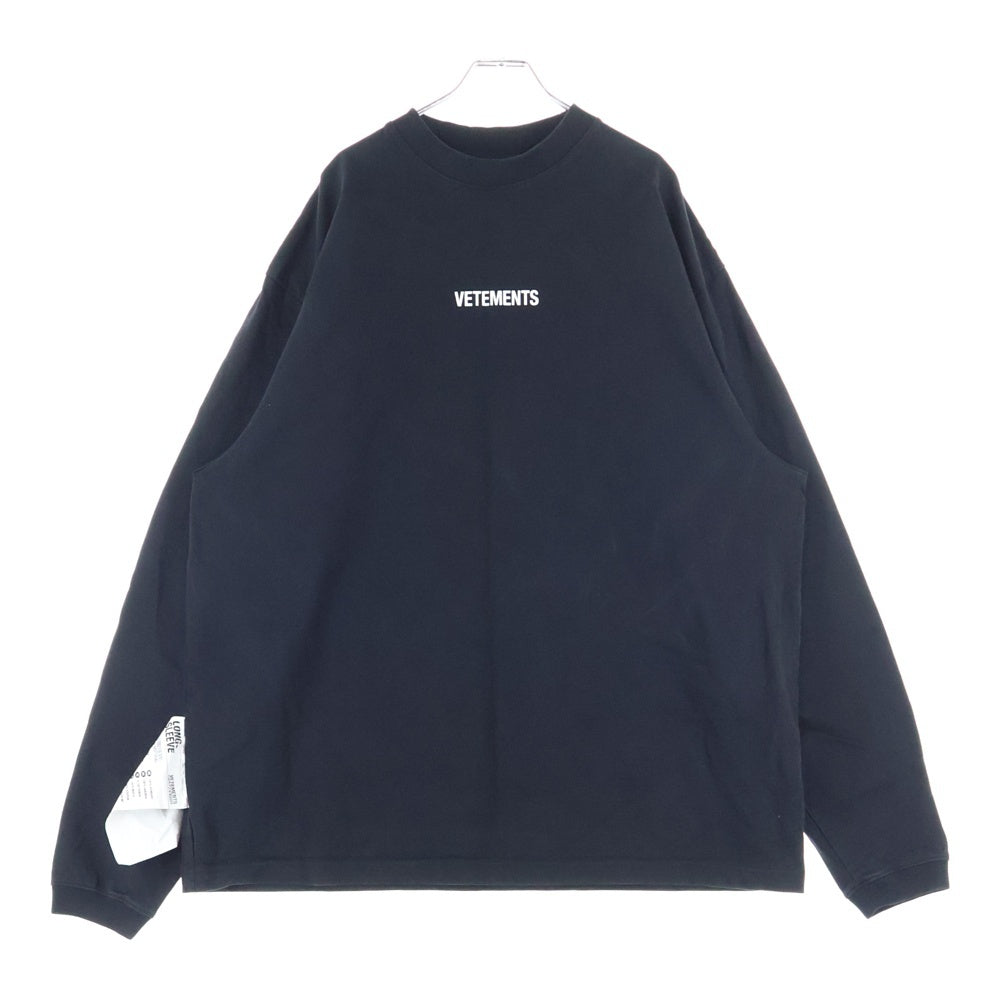 VETEMENTS(ヴェトモン) ロゴプリント クルーネック 長袖Tシャツ カットソー ブラック UE52TR280B