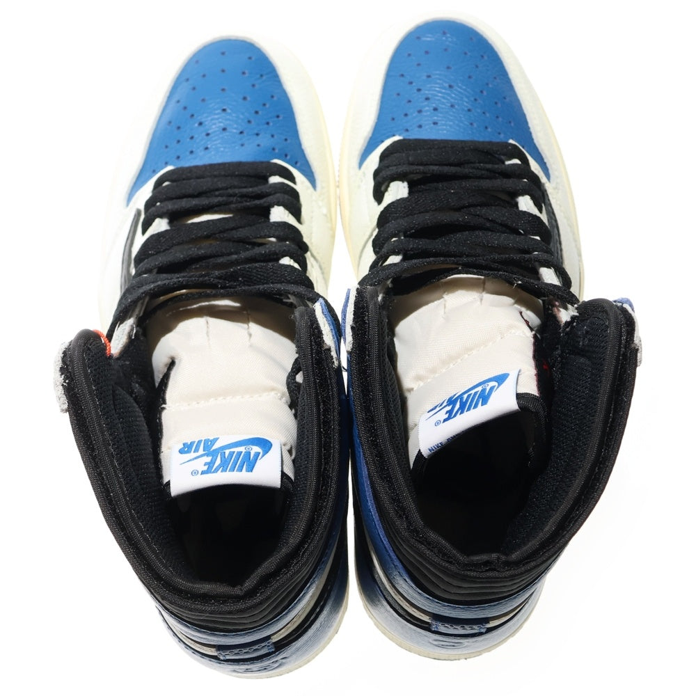 NIKE(ナイキ) ×TRAVIS SCOTT ×FRAGMENT AIR JORDAN 1 RETRO HIGH OG SP MILITARY BLUE DH3227-105 ハイカットスニーカー ブルー/ホワイト/ブラック US6.5/24.5cm