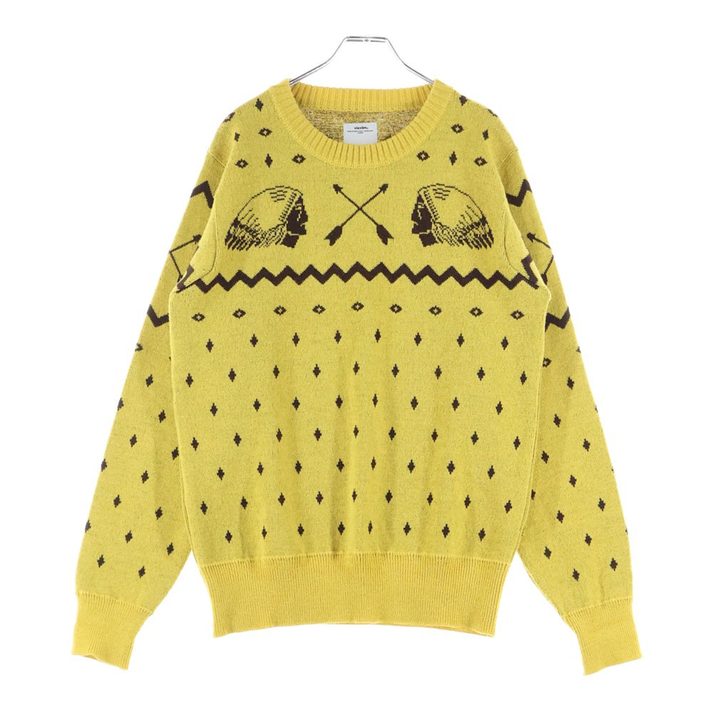 VISVIM(ヴィスヴィム) 17AW VNTG NATIVE JACQUARD KNIT 117205012003 ネイティブ ジャガード ニット セーター イエロー