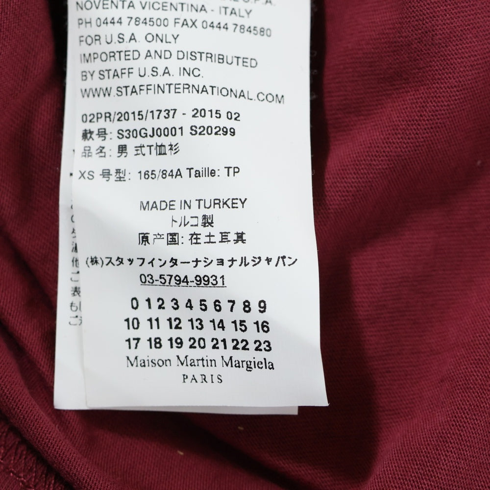 Maison Martin Margiela(メゾンマルタンマルジェラ) 15AW Vネック 半袖Tシャツ カットソー レッド レディース S30GJ0001 S20299