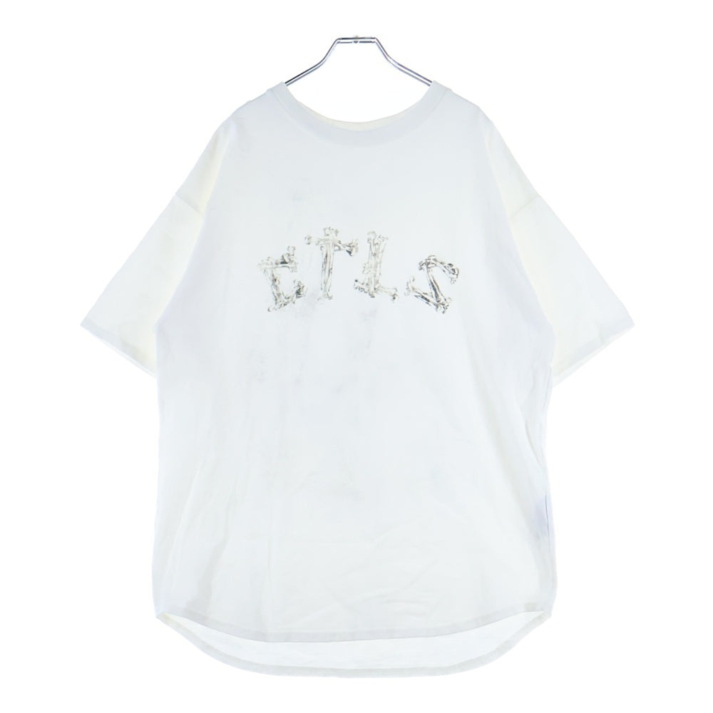 cvtvlist(カタリスト) ボーン フロント ロゴ クルーネック オーバーサイズ 半袖Tシャツ カットソー ホワイト