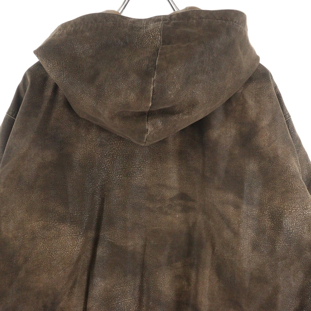 cvtvlist(カタリスト) 24SS フロント メタルロゴ レザー テックスパーカー ブラウン 2401100203