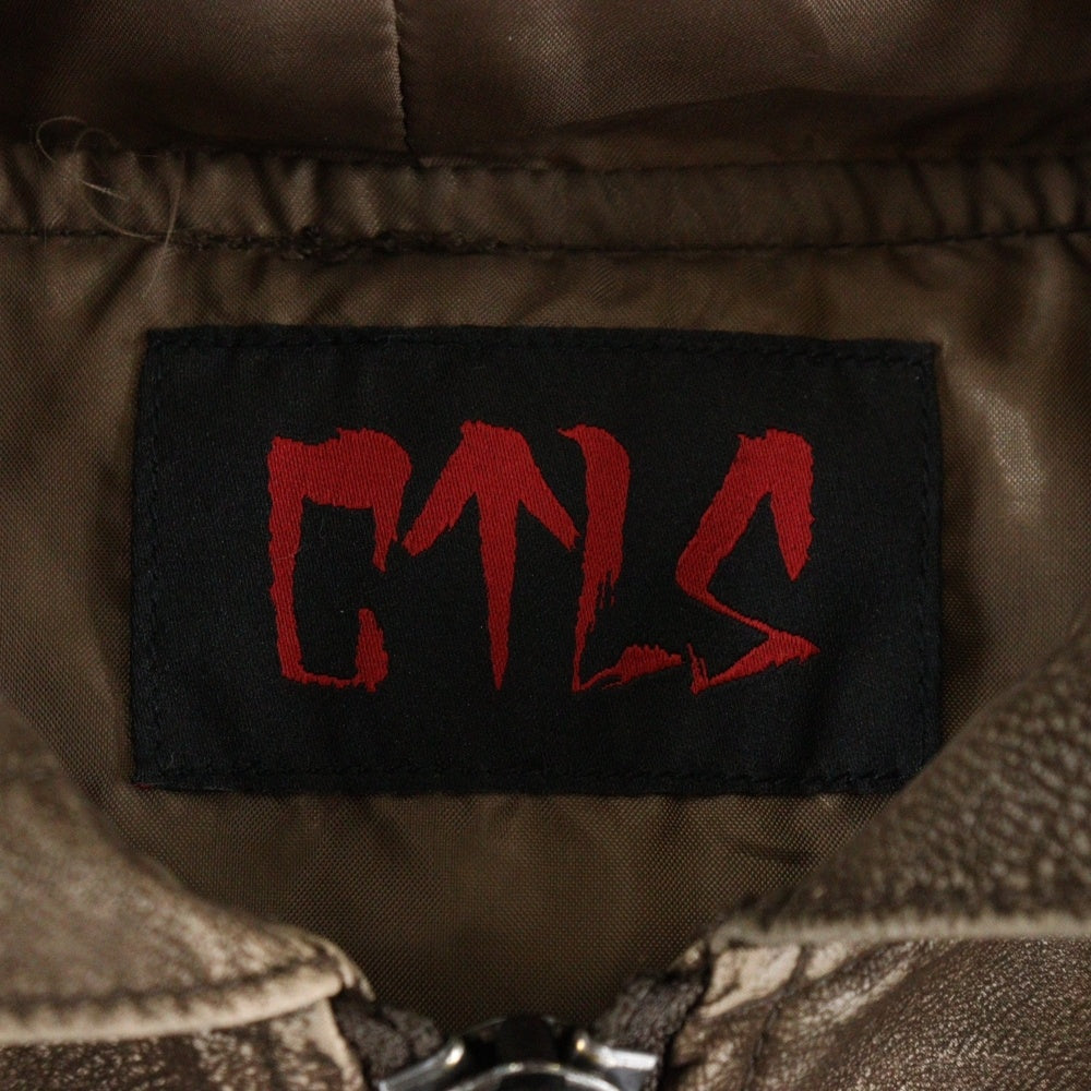 cvtvlist(カタリスト) 24SS フロント メタルロゴ レザー テックスパーカー ブラウン 2401100203