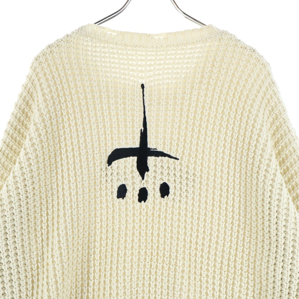 cvtvlist(カタリスト) 23AW クラッシュ加工 刺繍ロゴ オーバーサイズ ニットセーター ベージュ 2301100202