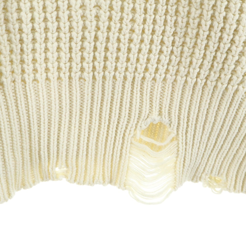 cvtvlist(カタリスト) 23AW クラッシュ加工 刺繍ロゴ オーバーサイズ ニットセーター ベージュ 2301100202