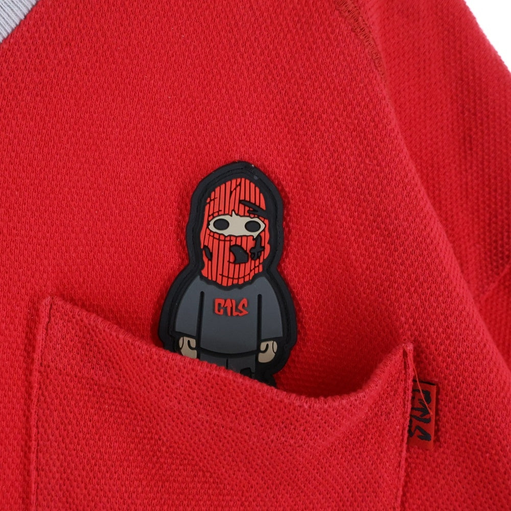 cvtvlist(カタリスト) ラバーワッペン オーバーサイズ コットン 半袖ポロシャツ カットソー レッド 2101070302