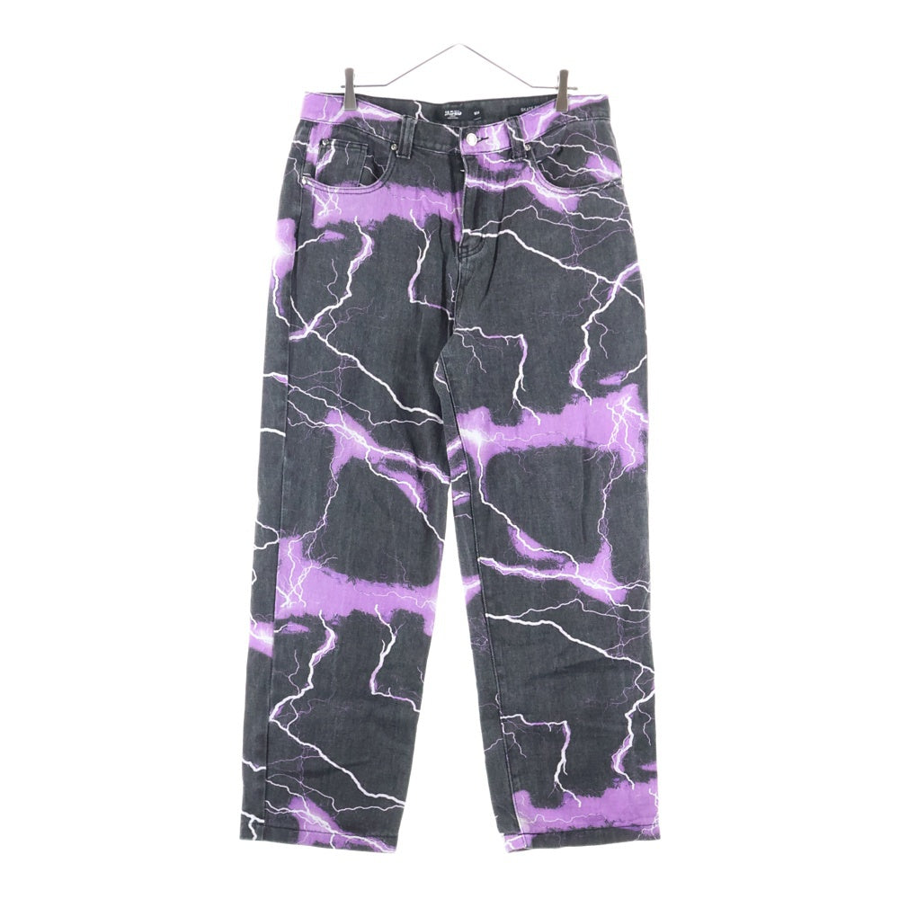 JADED LONDON(ジェイデッドロンドン) LIGHTNING BOLT PRINT JEANS ライトニング プリント デニム パンツ パープル/ブラック