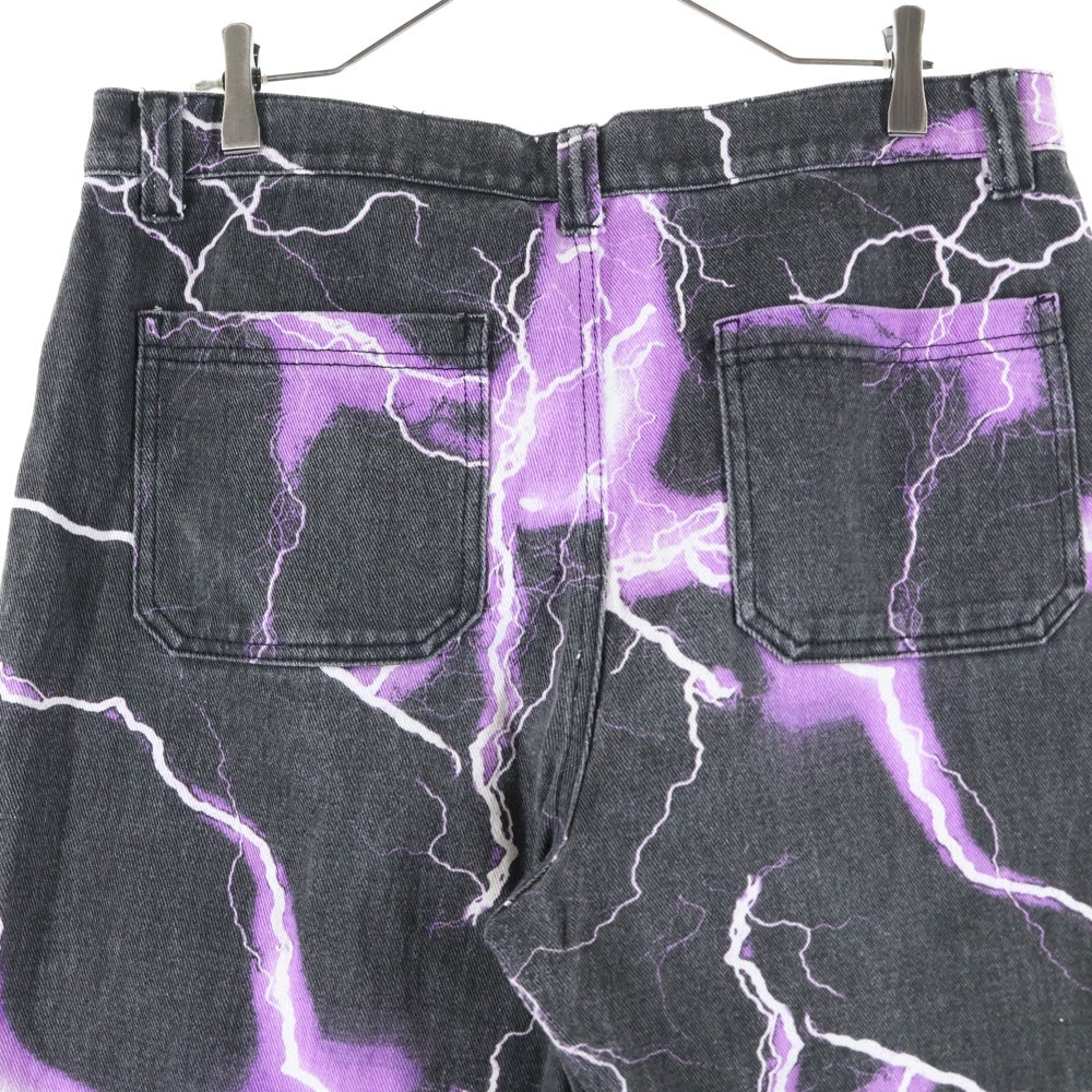 JADED LONDON(ジェイデッドロンドン) LIGHTNING BOLT PRINT JEANS ライトニング プリント デニム パンツ パープル/ブラック