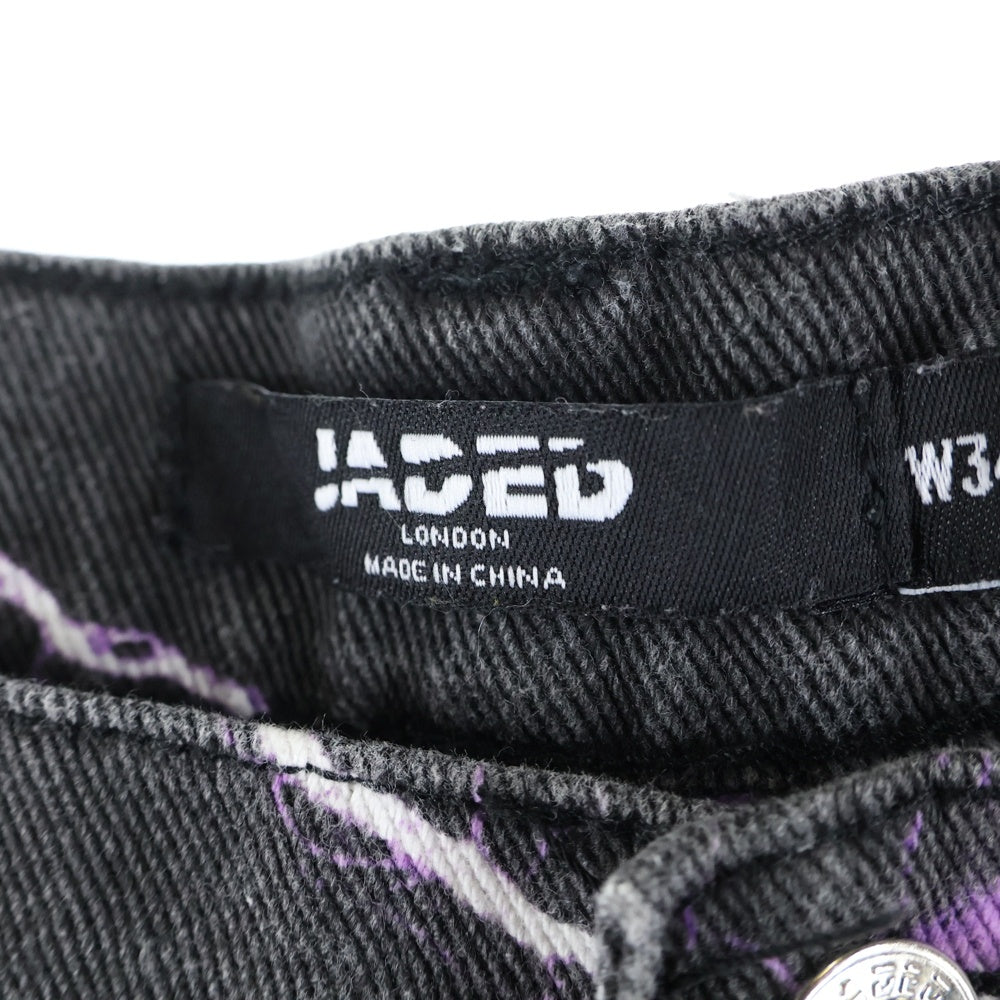 JADED LONDON(ジェイデッドロンドン) LIGHTNING BOLT PRINT JEANS ライトニング プリント デニム パンツ パープル/ブラック
