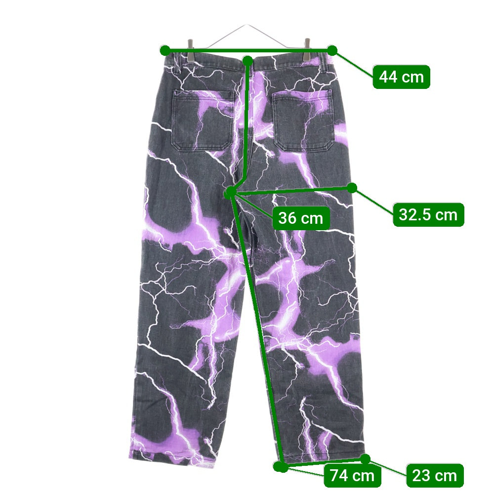 JADED LONDON(ジェイデッドロンドン) LIGHTNING BOLT PRINT JEANS ライトニング プリント デニム パンツ パープル/ブラック