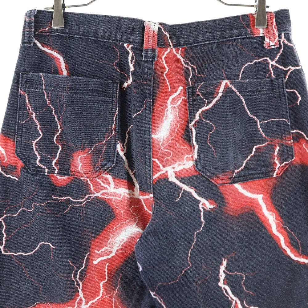 JADED LONDON(ジェイデッドロンドン) LIGHTNING BOLT PRINT JEANS ライトニング プリント デニム パンツ レッド/ブラック