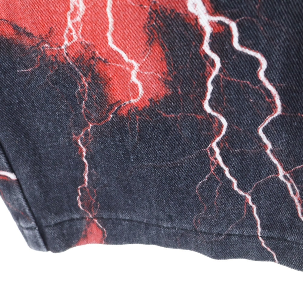 JADED LONDON(ジェイデッドロンドン) LIGHTNING BOLT PRINT JEANS ライトニング プリント デニム パンツ レッド/ブラック