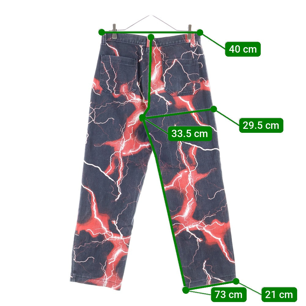 JADED LONDON(ジェイデッドロンドン) LIGHTNING BOLT PRINT JEANS ライトニング プリント デニム パンツ レッド/ブラック
