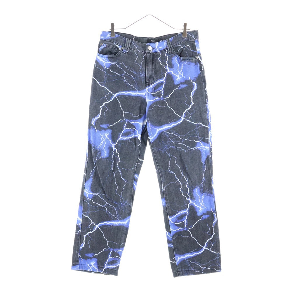 JADED LONDON(ジェイデッドロンドン) LIGHTNING BOLT PRINT JEANS ライトニング プリント デニム パンツ ブルー/ブラック