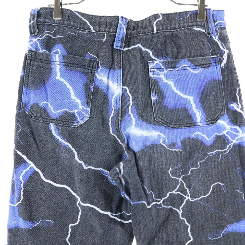 JADED LONDON(ジェイデッドロンドン) LIGHTNING BOLT PRINT JEANS ライトニング プリント デニム パンツ ブルー/ブラック