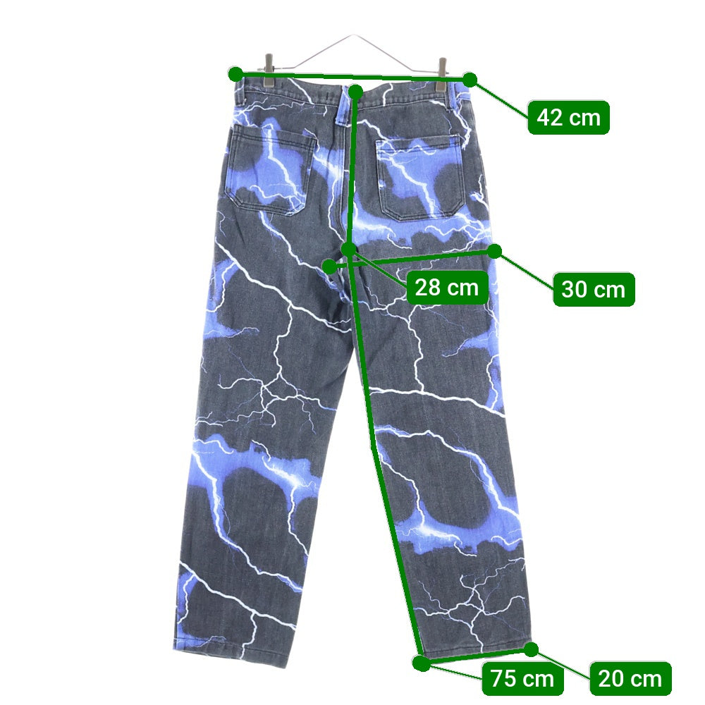 JADED LONDON(ジェイデッドロンドン) LIGHTNING BOLT PRINT JEANS ライトニング プリント デニム パンツ ブルー/ブラック