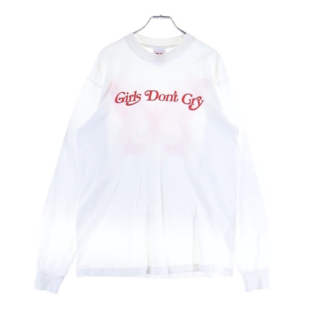 Girls Don't Cry(ガールズドントクライ) バタフライ プリント 長袖シャツ コットン ホワイト