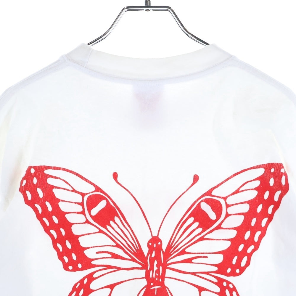 Girls Don't Cry(ガールズドントクライ) バタフライ プリント 長袖シャツ コットン ホワイト