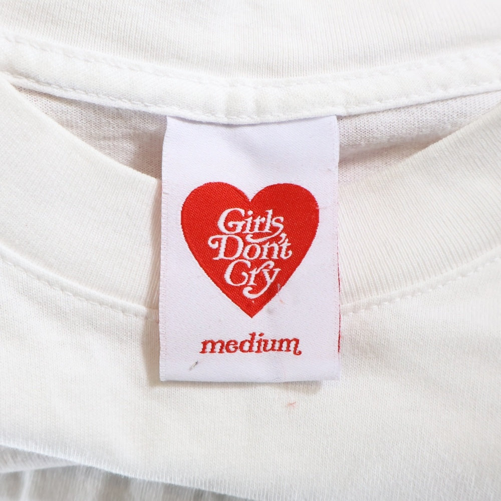 Girls Don't Cry(ガールズドントクライ) バタフライ プリント 長袖シャツ コットン ホワイト