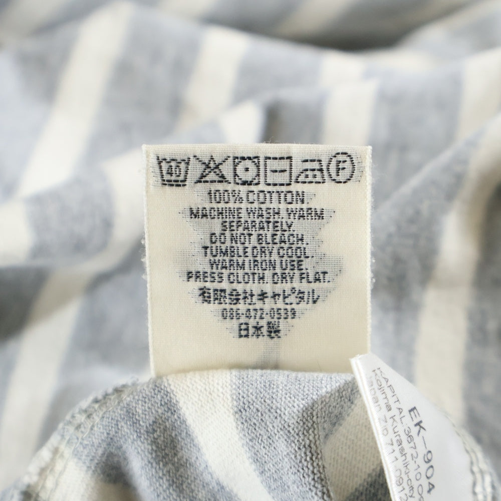 KAPITAL(キャピタル) Smiley elbow Patch T- Shirt スマイリーエルボーパッチカットソー グレー/クリーム EK-904